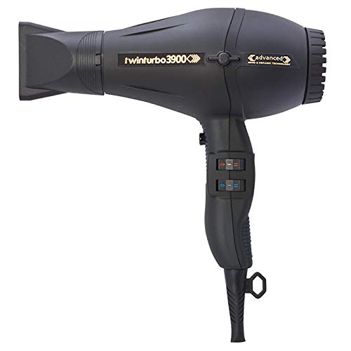 Turbo Power Twin Turbo 3900 Advanced Ionic & Ceramic Black Hair Dryer + M Hair Designs Tangle Stop Cord Detangler (Bundle) - Fas