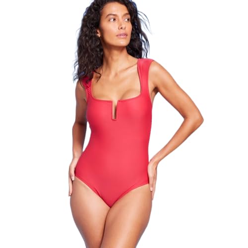 Kona Sol Women's Full Coverage Tummy Control Cap Sleeve U-Wire One Piece Swimsuit -