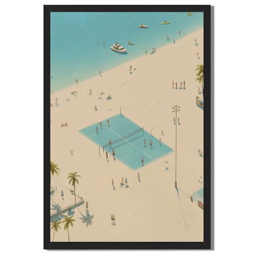 Framed Aerial Beach Tennis Poster Canvas Print Art Modern Wall Art PaintingTrendy PicturesHome Decor Wall Decoration for L...