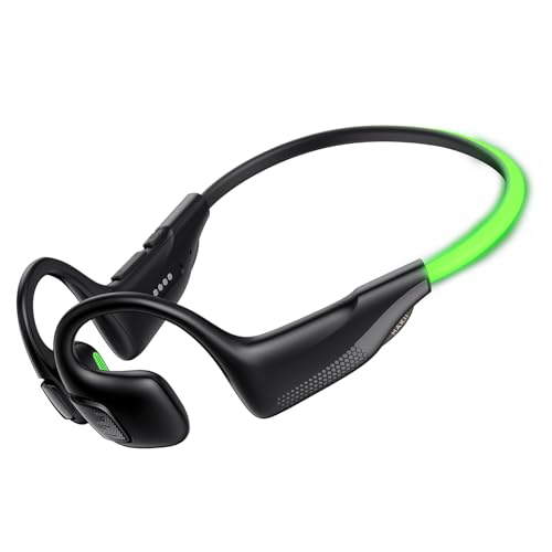HAKII Light 2 Open Ear Headphones, IPX5 Air Conduction Headphones with 180° Ultra-Bright Beacon String, 16H Playtime, Spor...
