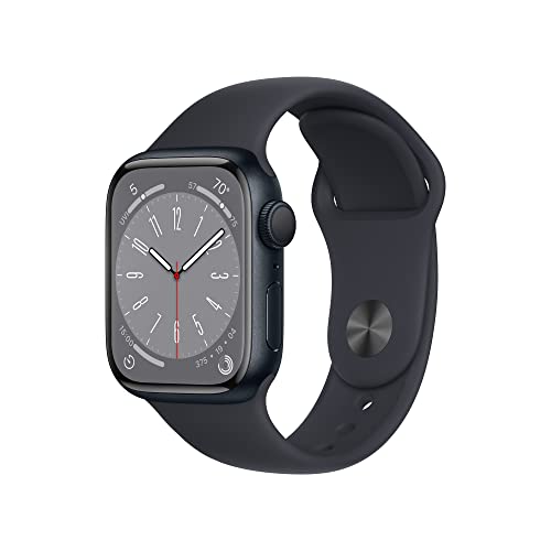 Apple Watch Series 8 [GPS 41mm] Smart Watch w/Midnight Aluminum Case with Midnight Sport Band - S/M. Fitness Tracker, Bloo...