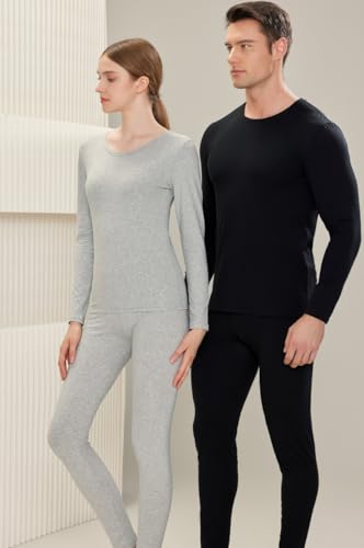 FUNSEED Women's Thermal Underwear Set Cotton Round Neck Long Sleeve Base Layers Set