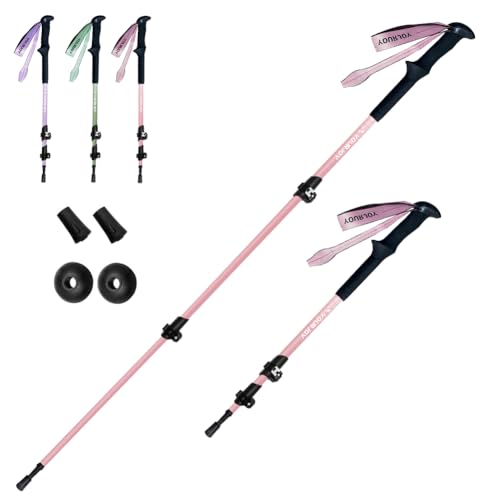 Yourjoy Hiking Trekking Poles, Macaron Colors 2 Pack Anti Shock, Adjustable, Collapsible Hiking Poles for Trekking or Walk...