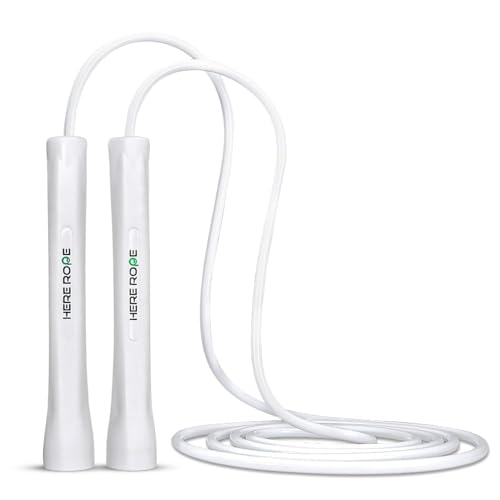 HEREROPE Adjustable Jump Rope – 5mm PVC Skipping Rope with Unbreakable Handles, Non-Kinking, Includes 1 Spare Rope for Ind...