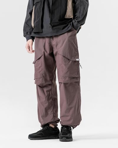 BLACKARMADA Parachute Cargo Pants Men Women–Lightweight&Fleece Lined Quick Dry Joggers Drawstring Tactical Pants for Hiking