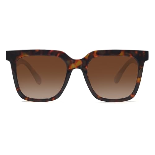Fozono Large Square Sunglasses Trendy Polarized Sunglasses for Women Men Classic Retro Style UV400 Protection