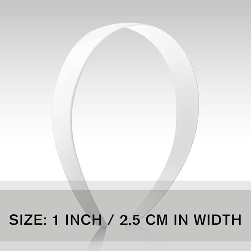 VOKOY 24 PCS White Plastic Headbands, 1 Inch Wide No Teeth Hair Bands for Girls & Women, Blank DIY Plain Headbands for Crafts