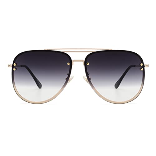 VIVIENFANG Trendy Oversized Aviator Sunglasses Womens, Retro Cute Big Shades Women's Fashion Sun Glasses UV Protection VF2203