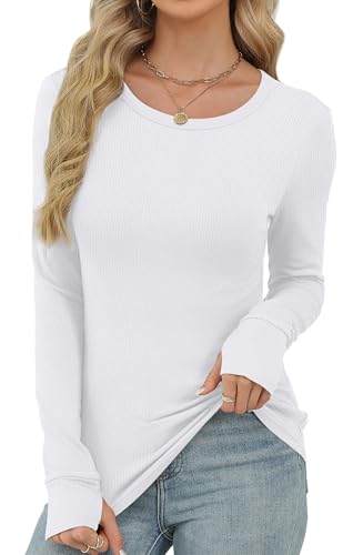 XIEERDUO Long Sleeve Thermal Shirt for Women Fleece Slim Fit Tops Crewneck Basic T-Shirts with Thumb Holes Fall Fashion 2025