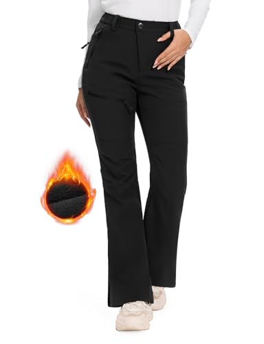 Hiauspor Womens-Snow-Ski-Pants-Fleece-Lined-Water-Resistant Insulated Thermal Flare Warm for Snowboard Winter Hiking