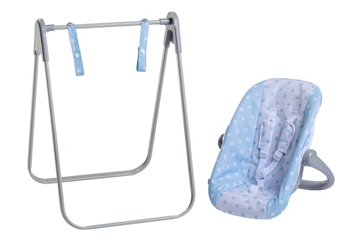 JC Toys - for Keeps Playtime | 2 in 1 Baby Doll Swing and Portable Carrier | for Dolls up to 18" | Ages 3+ | Blue