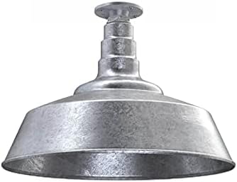 Steel Lighting Co. Manhattan Warehouse Light | Ceiling Mounted Pendant | 20 inch Dome | Flush Mount | Large Steel Barn Light Made in America | Galvanized Exterior/Galvanized Interior