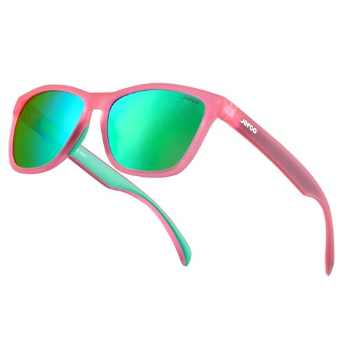 Jefoo Polarized Sports Sunglasses for Women Men Running Retro Trendy Sun Glasses UV400 Protection Tangle Free
