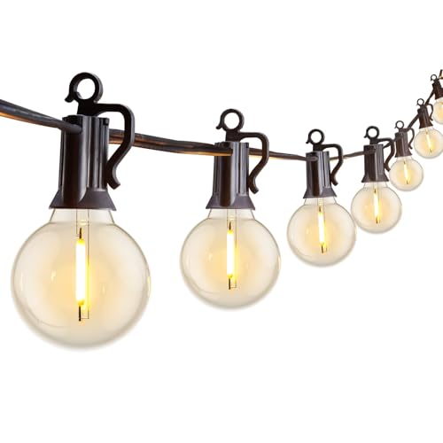 Brightown Outdoor String Lights 29 Feet G40 LED Patio Lights, Plug-in, 13 Plastic Edison Bulbs(1 Spare), Waterproof Connec...