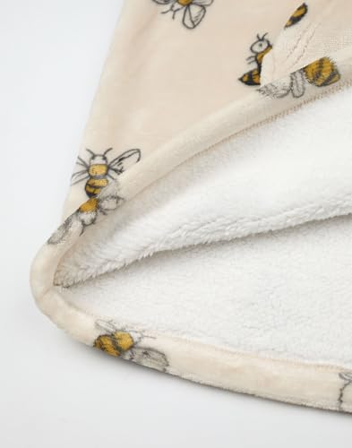 Disney Winnie The Pooh Womens Wearable Blanket Hoodie | Adults Beige Hooded Pullover with Teddy Bear Character and Bumble