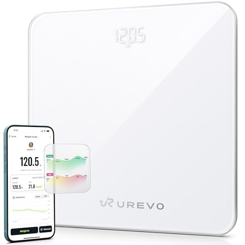 UREVO Smart Scale for Body Weight & BMI Tracking Sync with App, Digital Bathroom Scale with LED Display, Highly Accurate W...