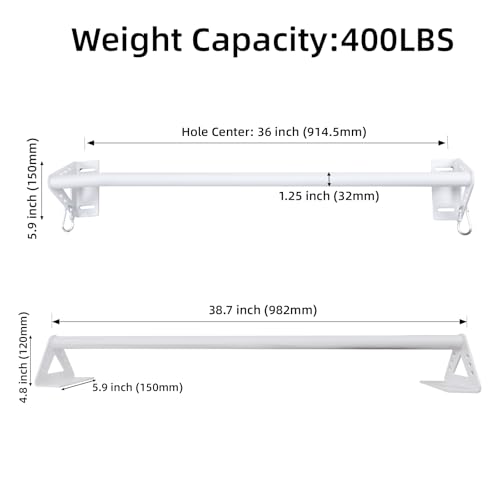 Purife Wall Mounted Doorway Pull Up Bar, Heavy Duty Strength Training Pull-Up Bars for Doorframe, Support Beam or Joist Mo...
