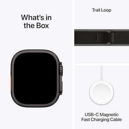 Apple Watch Ultra 3 [GPS + Cellular 49mm] Running & Multisport Smartwatch w/Rugged Titanium Case w/Black/Charcoal Trail Lo...