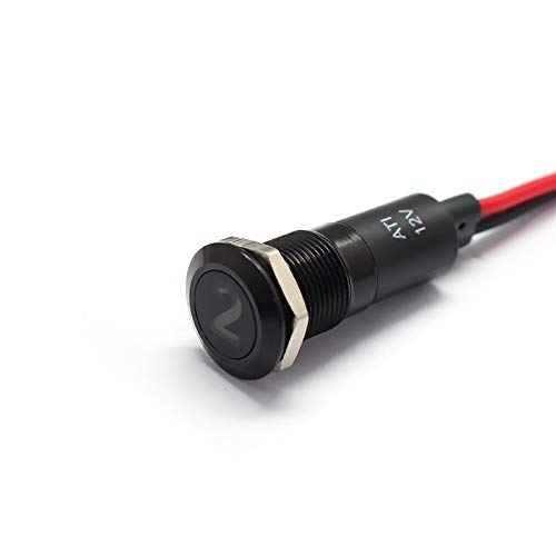 Alpinetech 12V LED Metal Signal Indicator Pilot Dash Light, 12mm, 1/2in, Pack of 2, Color: 2