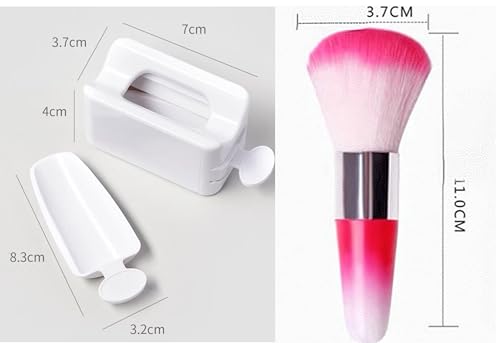 Chunmeng White Nail Powder Recycling Box With Scoop Nail Art Box Nail Art Accessories Makeup Tool Powder Glitter Saver Nai...