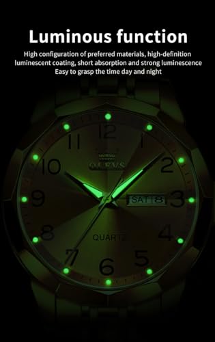 OLEVS Watch for Men Simple Business Dress Analog Stainless Steel Waterproof Luminous Date Easy Read Men Wrsit Watch