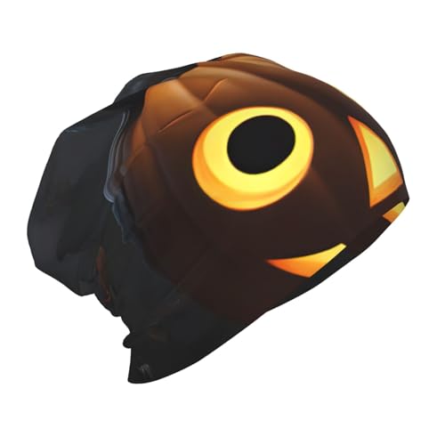 Halloween Owl Ghost Pumpkin 1 Print Beanie Hat Soft Thermal Cap Winter Headwear for Cold Indoor Outdoor Activities Black