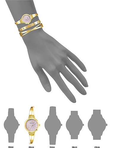 Anne Klein Women's Premium Crystal Accented Bangle Watch Set, AK/2245
