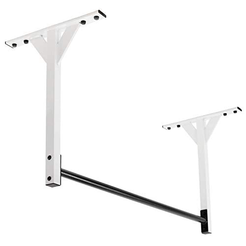 Wall or Ceiling Mount Pull Up Bar with 48” Straight Bar and 22” Risers, Double Wall Mounting Plates Fit 16” or 24” Studs a...