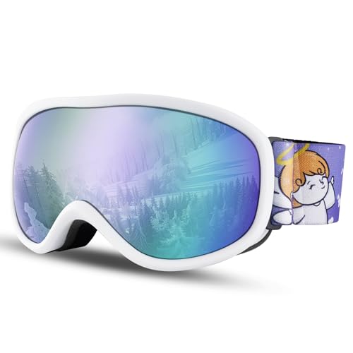 Kids Ski Goggles OTG Kids Snow Goggles Anti Fog UV Protection Snowboard Goggles, Helmet Compatible for Boys Girls Toddler