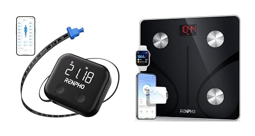 RENPHO Smart Scale for Body Weight, RENPHO Smart Body Measuring Tape, Rechargeable Tape Measure with LED Display