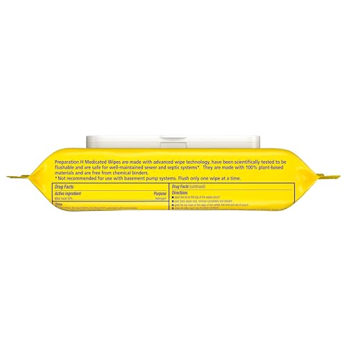 Preparation H Hemorrhoid Flushable Wipes with Witch Hazel for Skin Irritation Relief - 48 Count (Pack of 4)
