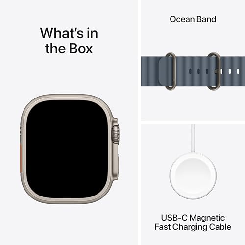 Apple Watch Ultra 3 [GPS + Cellular 49mm] Running & Multisport Smartwatch w/Rugged Titanium Case w/Anchor Blue Ocean Band....
