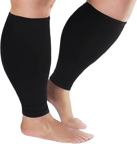 Plus Size Compression Sleeves for Calves Women Wide Calf Compression Legs Sleeves Men 4XL, Relieve Varicose Veins, Edema, ...