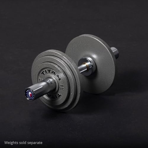 Titan Fitness Pair 20in Loadable Olympic Dumbbell Bars, 400 LB Capacity Each, Knurled Handles for Home Gym Strength Training