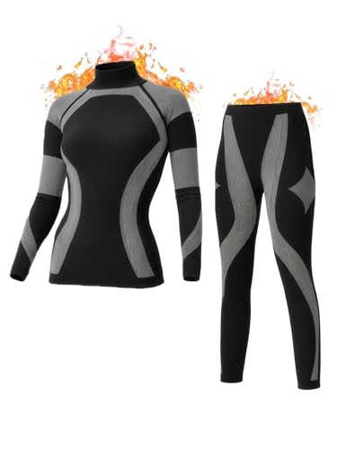 Inno Functional Wear Seamless Thermal Underwear for Women Pj Set Workout Ski Warm Base Layer Cold Weather Yoga Top Bottom