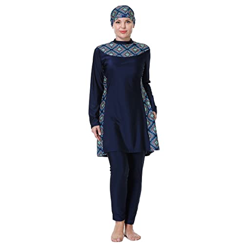AFAVOM Women's Plus Size Muslim Swimsuits Full Cover Modest Islamic Burkini Swimwear Tops Pants Hijab Bathing Suit 3XL-8XL