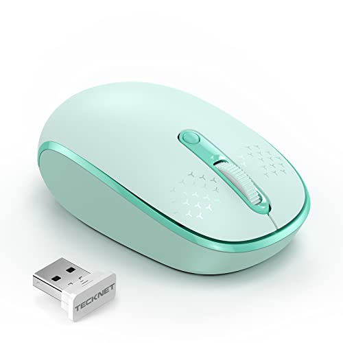TECKNET Wireless Mouse for Laptop, 2.4G Quiet Computer Mouse with USB Receiver, 4 Buttons Portable Cordless Mice for Chrom...