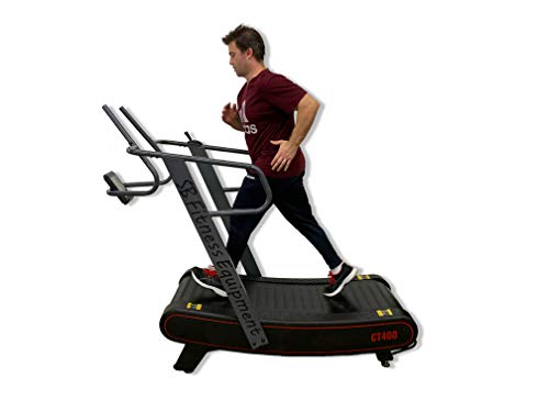 SB Fitness Equipment CT400 Self Generated Curved Commercial Exercise Workout Treadmill with 3 Resistance Levels and Front ...