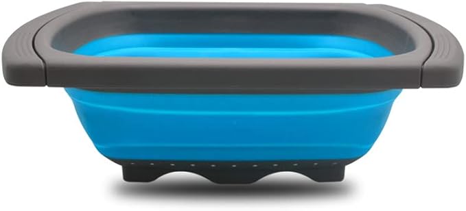 Collapsible Colander Set,Premium Food Grade Silicone Folding Strainers with Handles Space Saving Colanders for Draining Pasta,Vegetables & Fruits,Ideal for Kitchen & Travel (1pc(blue))