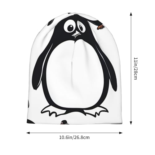 bnvaab Cute Penguin Print Beanie Hat for Men and Women Stretchy Slouchy Winter Warm Cap Headwear Accessory Black