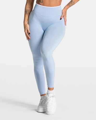 Wavar Hidden Scrunch Butt Workout Leggings for Women Seamless High Waist Color Block Yoga Pants with Tummy Control