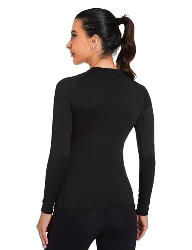 HovSiyla Womens Thermal Compression Long Sleeve Shirts Fleece Lined Tops Crew Neck Slim Fit Base Layer Ladies Underwear