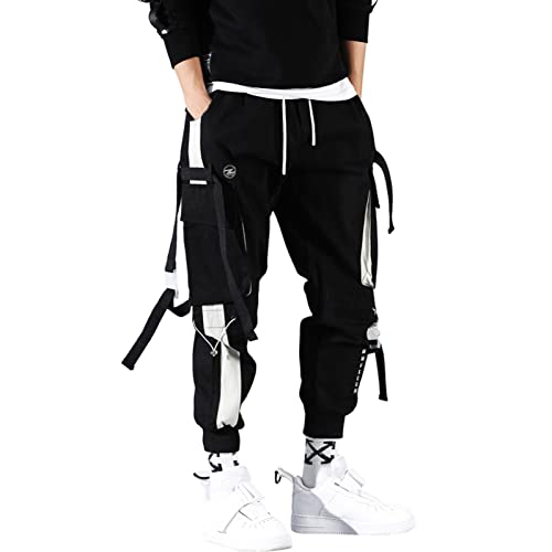 Men's Jogger Pants Hip Hop Punk Trendy Elastic Waisted Loose Fit Cargo Pants Casual Active Sports Gothic Streetwear Trousers