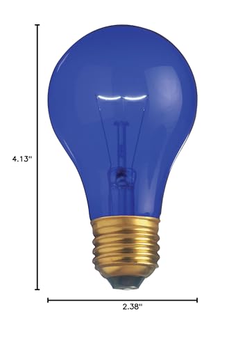 Satco S6082 A19 25W Incandescent Light Bulb, Transparent Blue, Glass