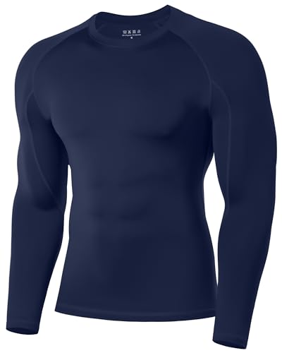 Poekuao Men's UPF 50+ Long Sleeve Compression Shirts Cool Dry Workout Undershirts Athletic Base Layer for Sports Running Gym