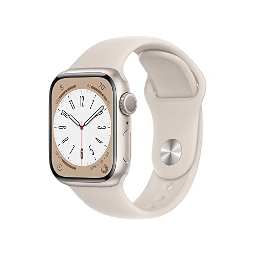 Apple Watch Series 8 [GPS 41mm] Smart Watch w/Starlight Aluminum Case with Starlight Sport Band - M/L. Fitness Tracker, Bl...