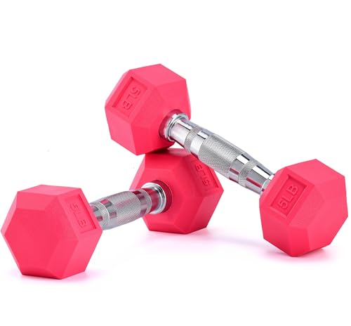 Portzon Weights Dumbbells Pink Colors Compatible with Set of 2 Neoprene/Rubber Dumbbells,1-15 LB, Anti-Slip, Anti-roll, He...