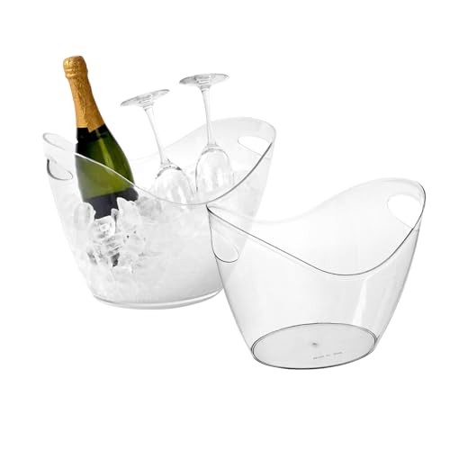 2 Pcs Ice Bucket 4 Liter Champagne Wine Bucket Clear Acrylic Beverage Tub Party Drinks Ice Tub for Wine, Champagne or Beer...