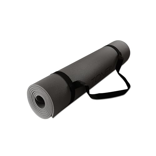 TONE Fitness Yoga Mat 1/4" Thick Non Slip Exercise & Pilates Mat for Home Workouts with Carrying Strap | Multiple Options