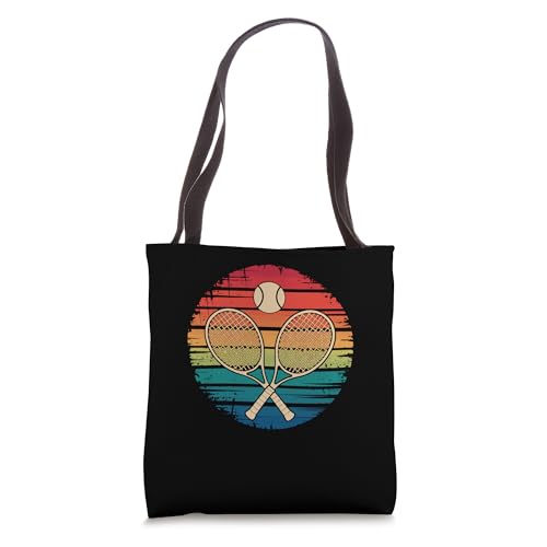 Tennis Player Retro Sunset Crossed Rackets Tote Bag